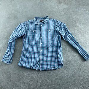 Ben Sherman Mens Blue & White Plaid Button-Up Shirt 100% Cotton XL 2119